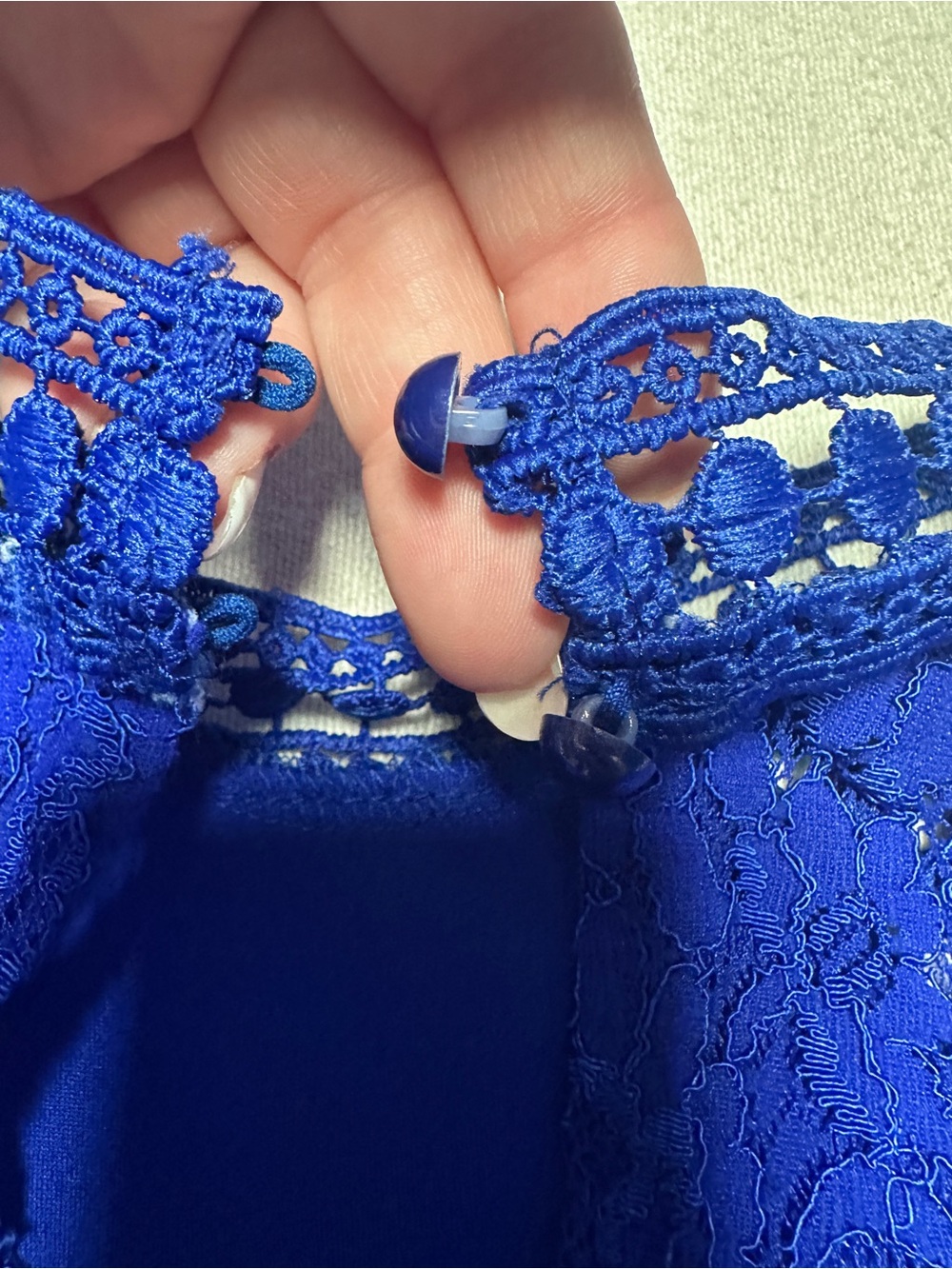 Haute Monde Cobalt Blue Lace Yoke Mini Dress - Picture 10 of 12